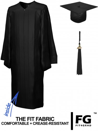 Shiny Bachelor Academic Cap, Gown & Tassel black