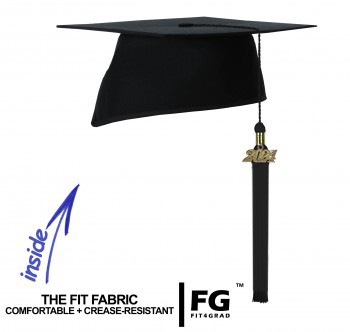 Doctoral cap ELEGANT with year tassel, black