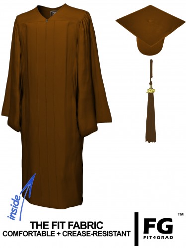 Matte Bachelor Academic Cap, Gown & Tassel brown