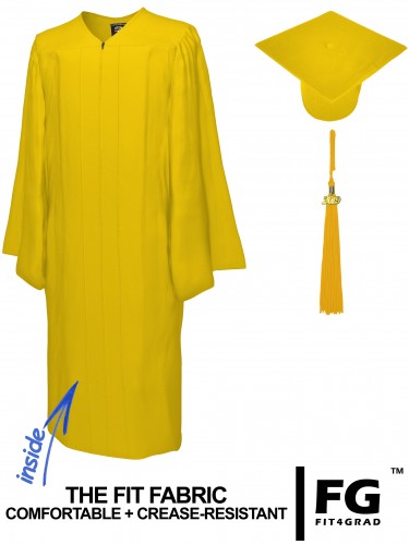 Matte Bachelor Academic Cap, Gown & Tassel yellow-gold