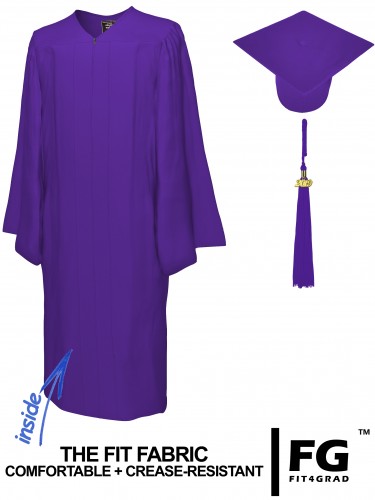 Matte Bachelor Academic Cap, Gown & Tassel purple