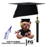 Doctoral cap ELEGANT with year tassel, black, with academic bear