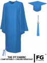 Shiny Bachelor Academic Cap, Gown & Tassel sky-blue