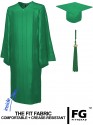 Shiny Bachelor Academic Cap, Gown & Tassel emerald-green