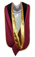 Academic velvet hood, black-red-yellow