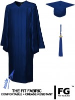 Shiny Bachelor Academic Cap, Gown & Tassel navy blue