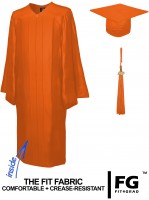 Shiny Bachelor Academic Cap, Gown & Tassel orange