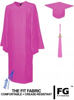 Shiny Bachelor Academic Cap, Gown & Tassel pink