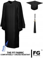 Shiny Bachelor Academic Cap, Gown & Tassel black